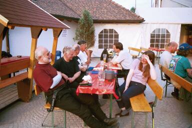 [Photo of Matz, Kalle and Kate at dinner]