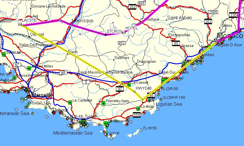 [Map of Lacoste to Nice]