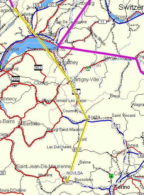 [Map of Malbuisson to Novalesa Route]