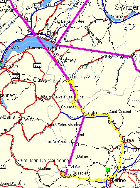 [Map of Malbuisson to Novalesa Track]