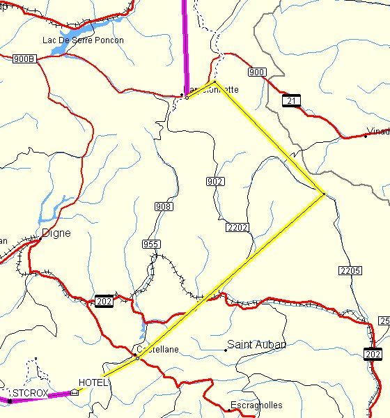[Map of Pra-Loup to La Palud Route]