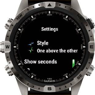 MARC 2 showing settings menu with the Style set to one above the other