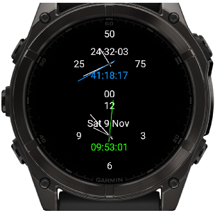 Fenix 8 with Decimal and 'Normal' time showing one above the other (Decimal time above)