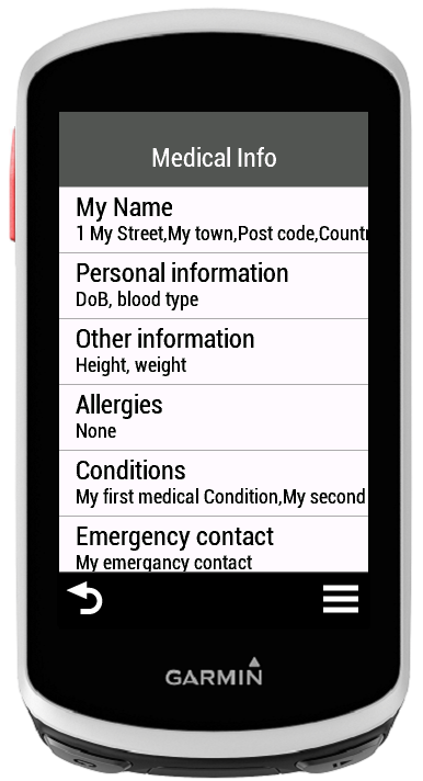 Medical Info main menu view