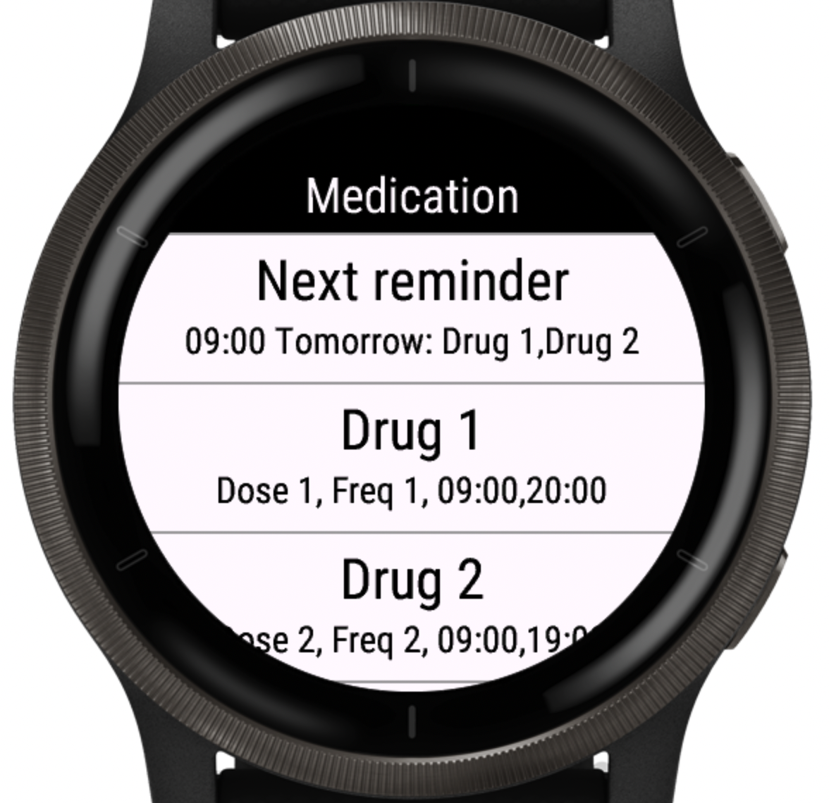 Medication information list view